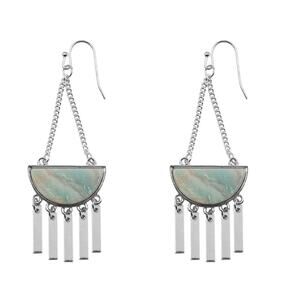 RETAIL $50 Kinsley Armelle Bianca Collection Silver Solar Earrings*Amazonite